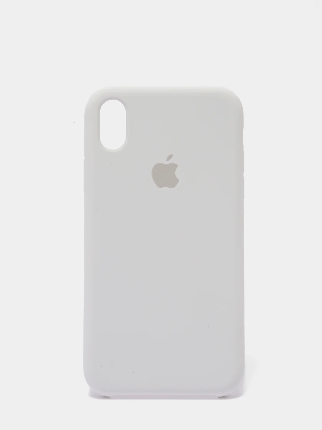 Белый защитный силиконовый чехол для iPhone XR с яблоком