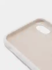 Бежевый меланж защитный силиконовый чехол для iPhone XR с яблоком