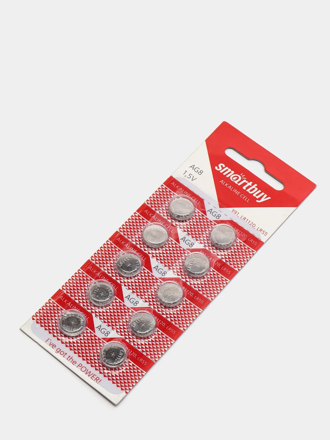 Батарейка часовая SmartBuy AG8 (391, LR55, LR1120, 191, SR1120SW, GP91A) 10 штук