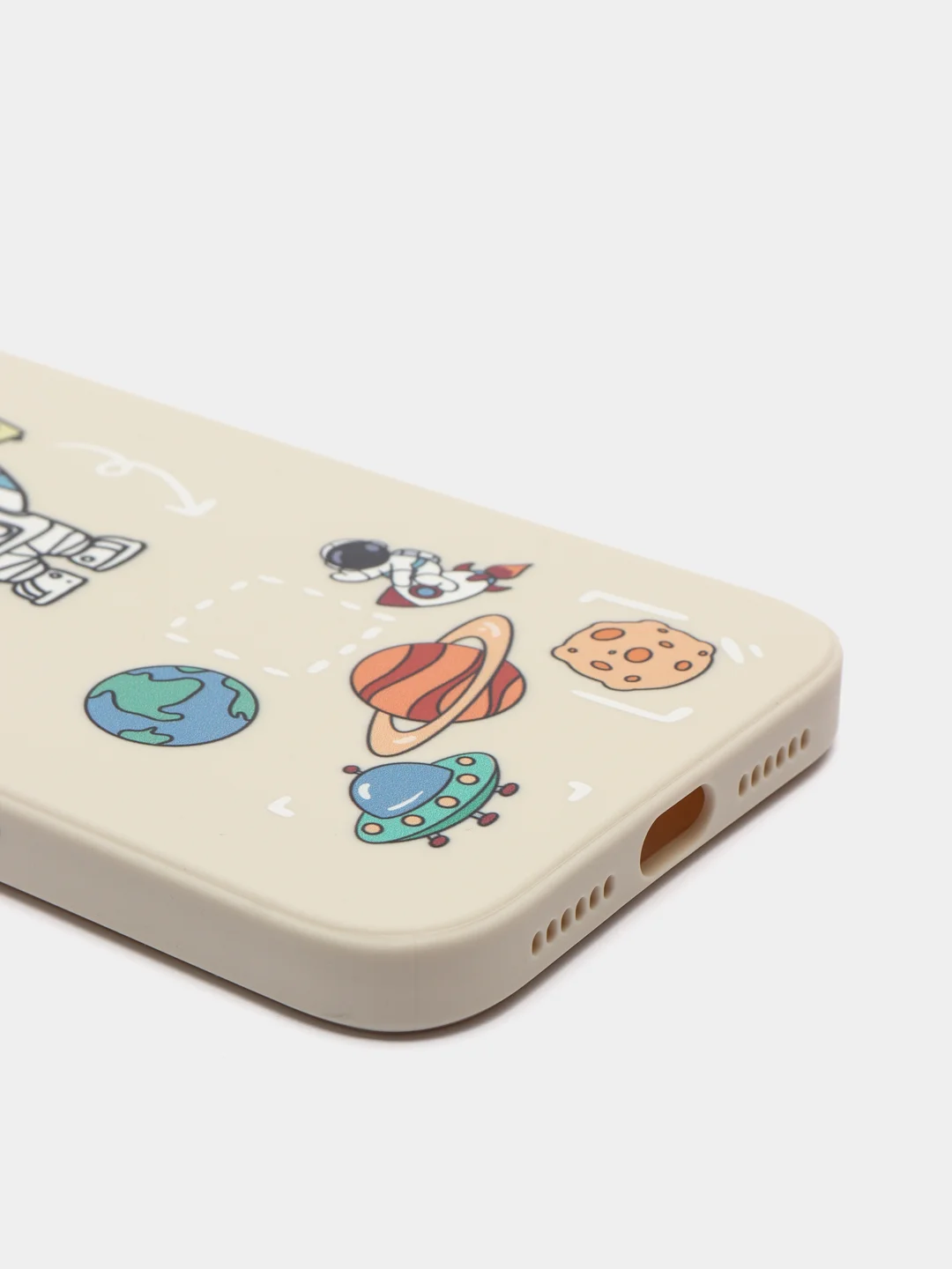 Белый силиконовый чехол для айфон iPhone 13, чехол с космонавтом