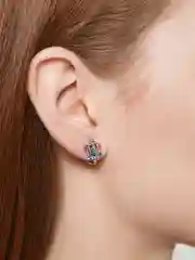 Зеленый серьги-клипсы "Корона"
