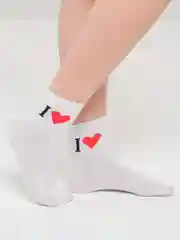 Белый носки женские "I love", хлопок