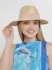Бежевый летняя соломенная "Шляпа Федора"