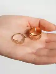 Бежевый парные кольца с бабочкой, с сердцем, любовь/Love, пламя 2 штуки в наборе