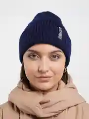 Синий шапка двухслойная "Лофт" женская мужская