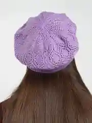 Лавандовый берет женский вязаный "Ева", ажурный