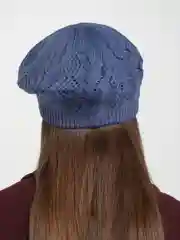 Индиго ажурный вязаный берет "Арина", шапка женская весна-осень