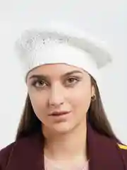 Белый берет женский вязаный "Ева", ажурный