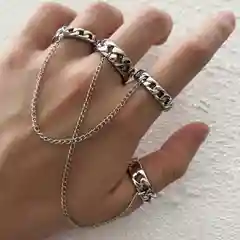 Серебряный двойное кольцо женское на цепи
