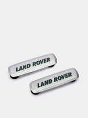 Комплект шильдиков с эмблемой авто "LAND ROVER" и  4 винтовыми креплениями (Пара)