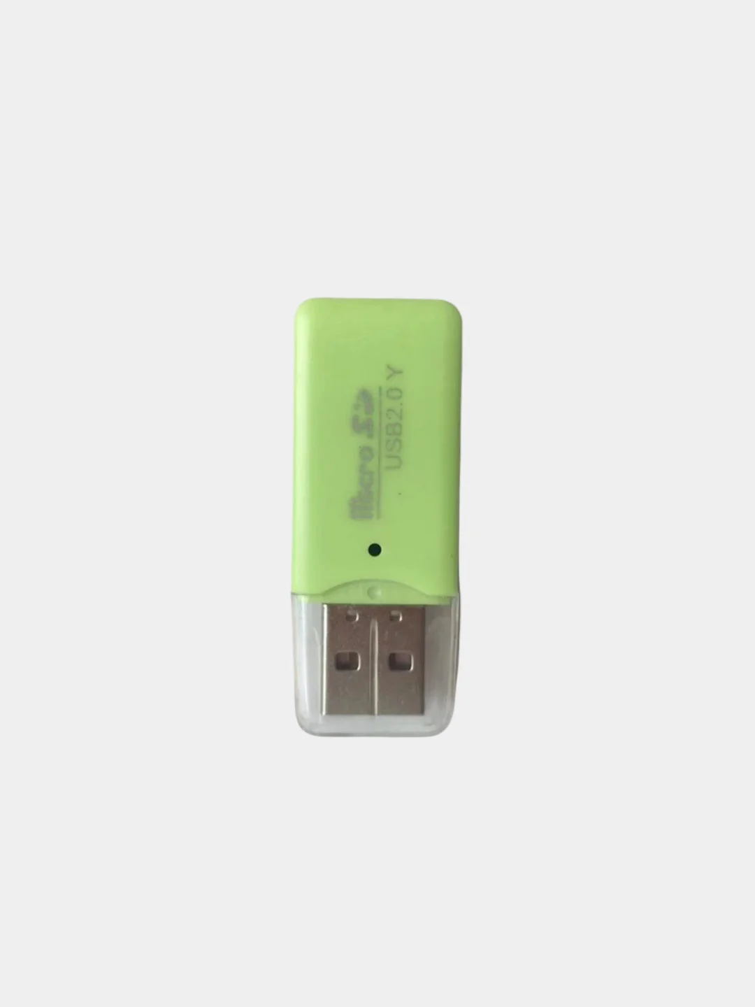 Зеленый картридер для карт памяти формата micro SD