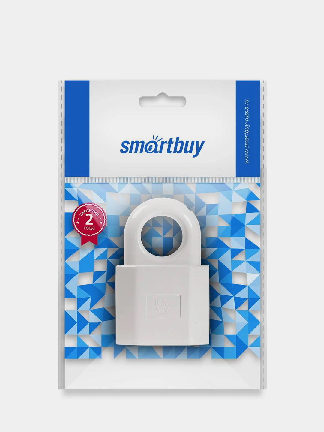 Штепсельное гнездо под плоскую вилку с кольцом белое 6А 250В Smartbuy