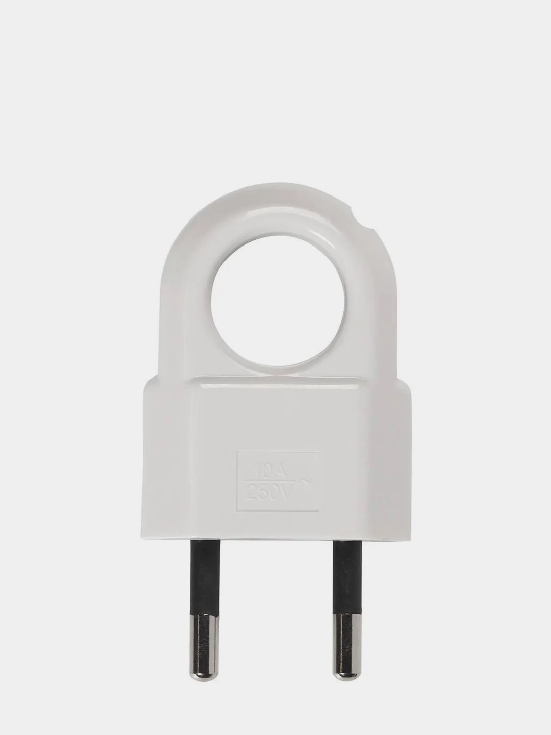 Вилка электрическая плоская с кольцом белая 6А 250В Smartbuy