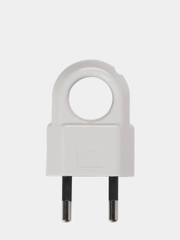 Вилка электрическая плоская с кольцом белая 6А 250В Smartbuy