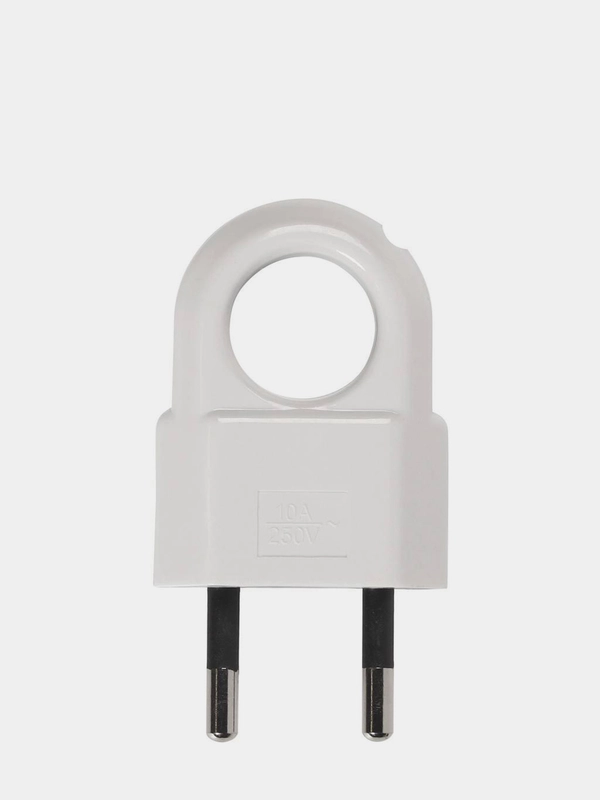 Вилка электрическая плоская с кольцом белая 6А 250В Smartbuy