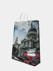 Небесно-голубой подарочный пакет пластик 42*32*10см