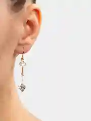 Серьги подвески золотые ассиметричные Замок и ключик Xuping циркон стразы бриллиант