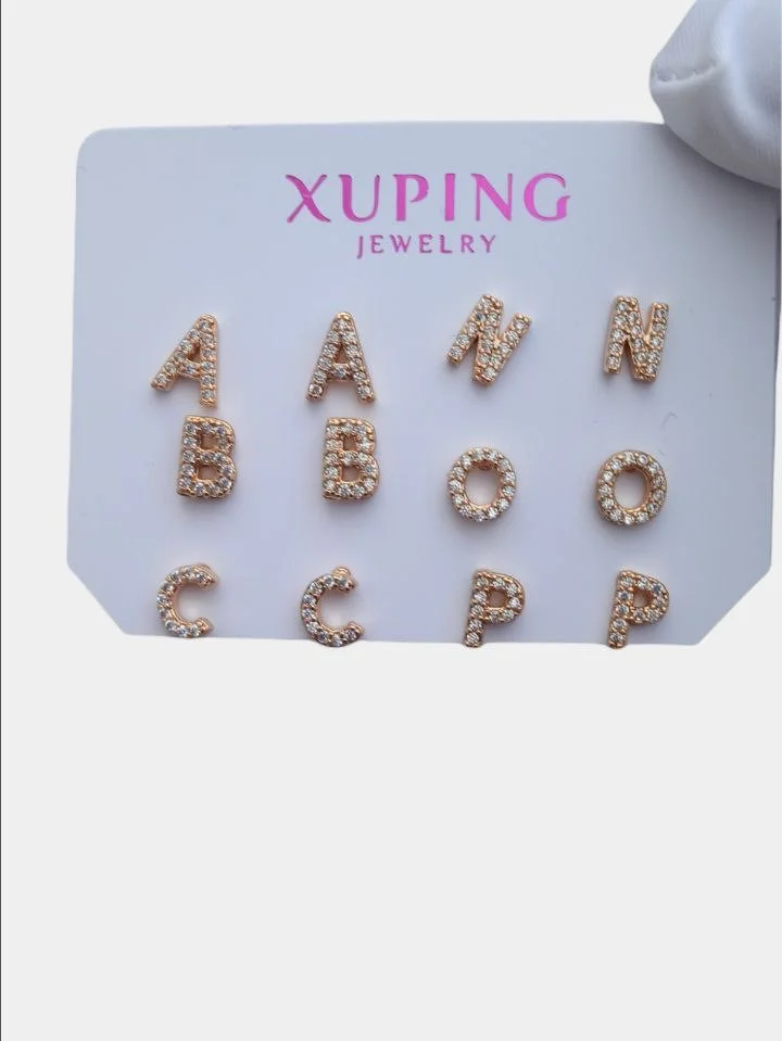 Серьги-гвоздики "Буквы", Xuping