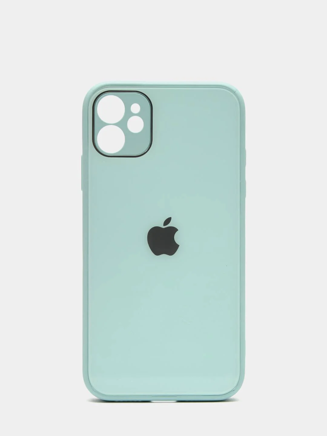 Мятный чехол силиконовый со стеклянной панелью для iPhone 11