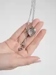 Серебряный многослойная цепочка с подвеской "Сердце"