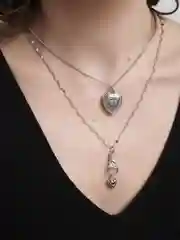 Серебряный многослойная цепочка с подвеской "Сердце"