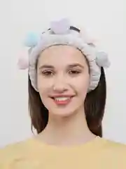 Серый sweet Cat Shop Мягкая повязка на голову для волос для косметических процедур