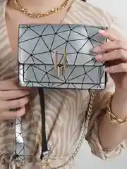 Серебряный квадратная сумка на цепочке