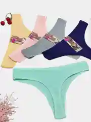 Трусы стринги, хлопковые, в рубчик