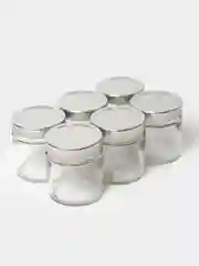Банка с крышкой стеклянная для свечей, сыпучих, конфет, специй, мёда, 6 штук по 200 мл