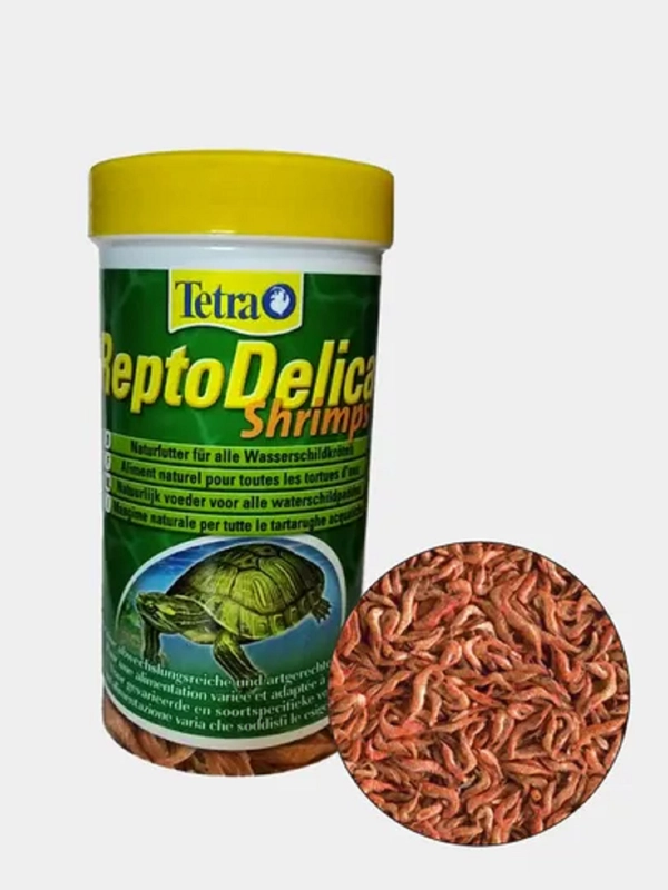 Корм Tetra ReptoDelica Shrimps: креветки, для всех видов водных черепах, 250 мл