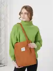 Терракотовый сумка-шоппер женская, вельветовая