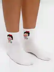 Алый белые носки с мультяшным рисунком