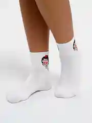 Алый белые носки с мультяшным рисунком
