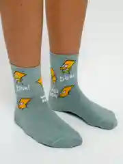 Зеленый носки Барт цветные с рисунком