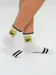 Желтый белые носки с мультяшным рисунком
