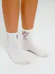 Розовый белые носки с мультяшным рисунком