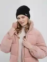 Черный шапка детская вязаная БАНТ, на флисе с отворотом бини лопатка, на зиму-демисезон