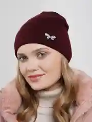 Марсала шапка детская вязаная БАНТ, на флисе с отворотом бини лопатка, на зиму-демисезон