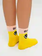 Желтый носки женские с надписями и принтами: love, oreo, smile, pizza, flover