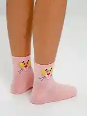 Тёмно-розовый белые носки с мультяшным рисунком