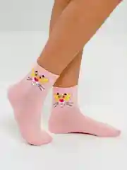 Тёмно-розовый белые носки с мультяшным рисунком