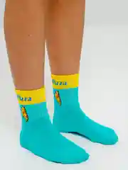 Бирюзовый носки женские с надписями и принтами: love, oreo, smile, pizza, flover