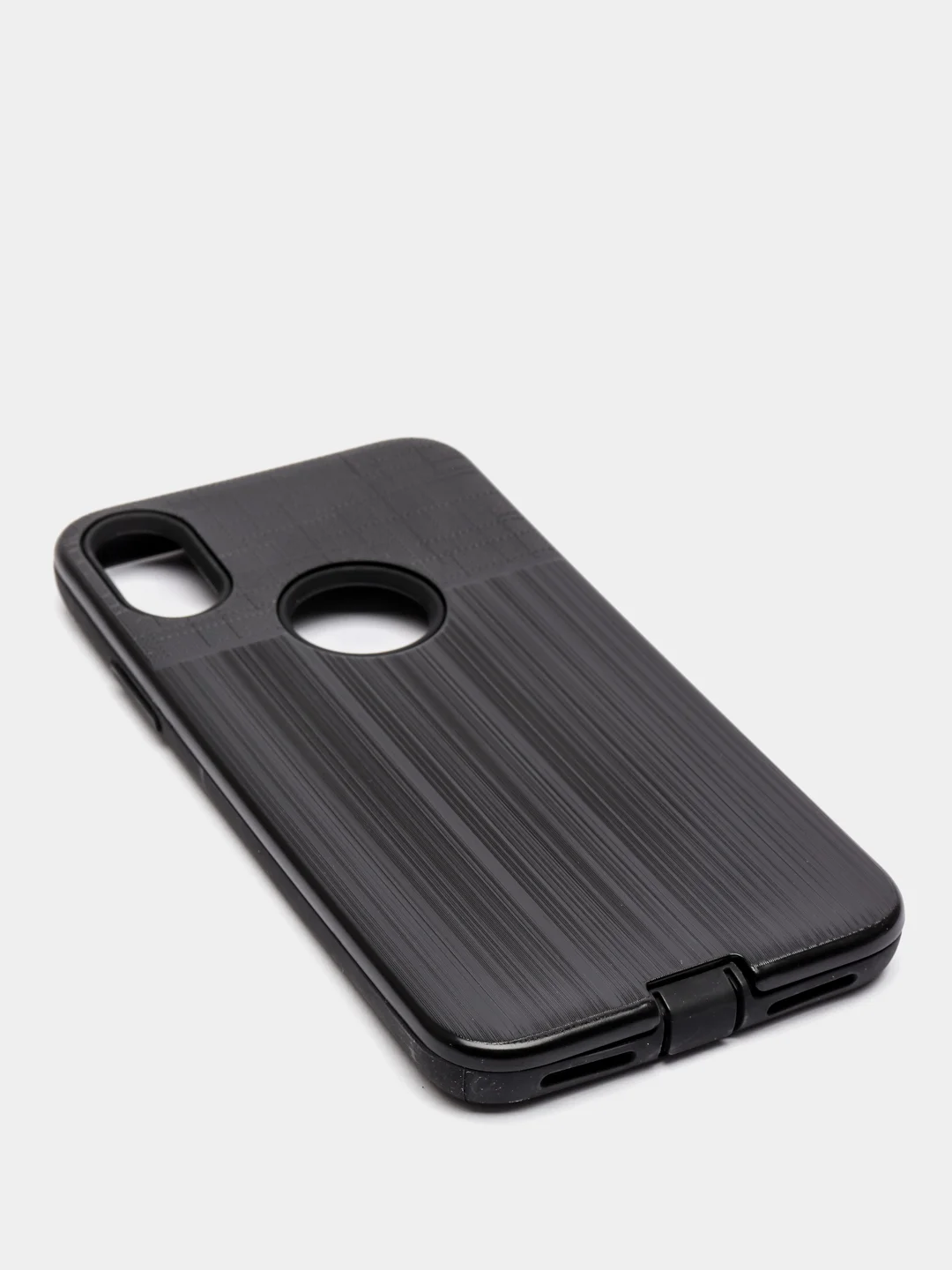 Черный iphone X / XS чехол силикон + пластик с эффектом "металлик"