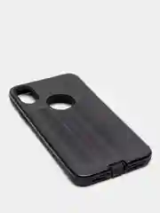 Черный iphone X / XS  чехол силикон + пластик с эффектом "металлик"
