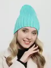 Лазурный шапка женская "Серебро", вязаная бини весна-осень