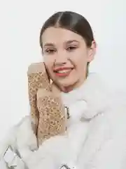 Варежки женские, шерстяные, цвет бежевый