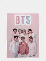Розовый гибкий магнит на холодильник "BTS" с изображениями участников популярной группы
