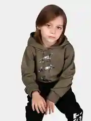 Хаки худи для мальчиков, из футера, с капюшоном