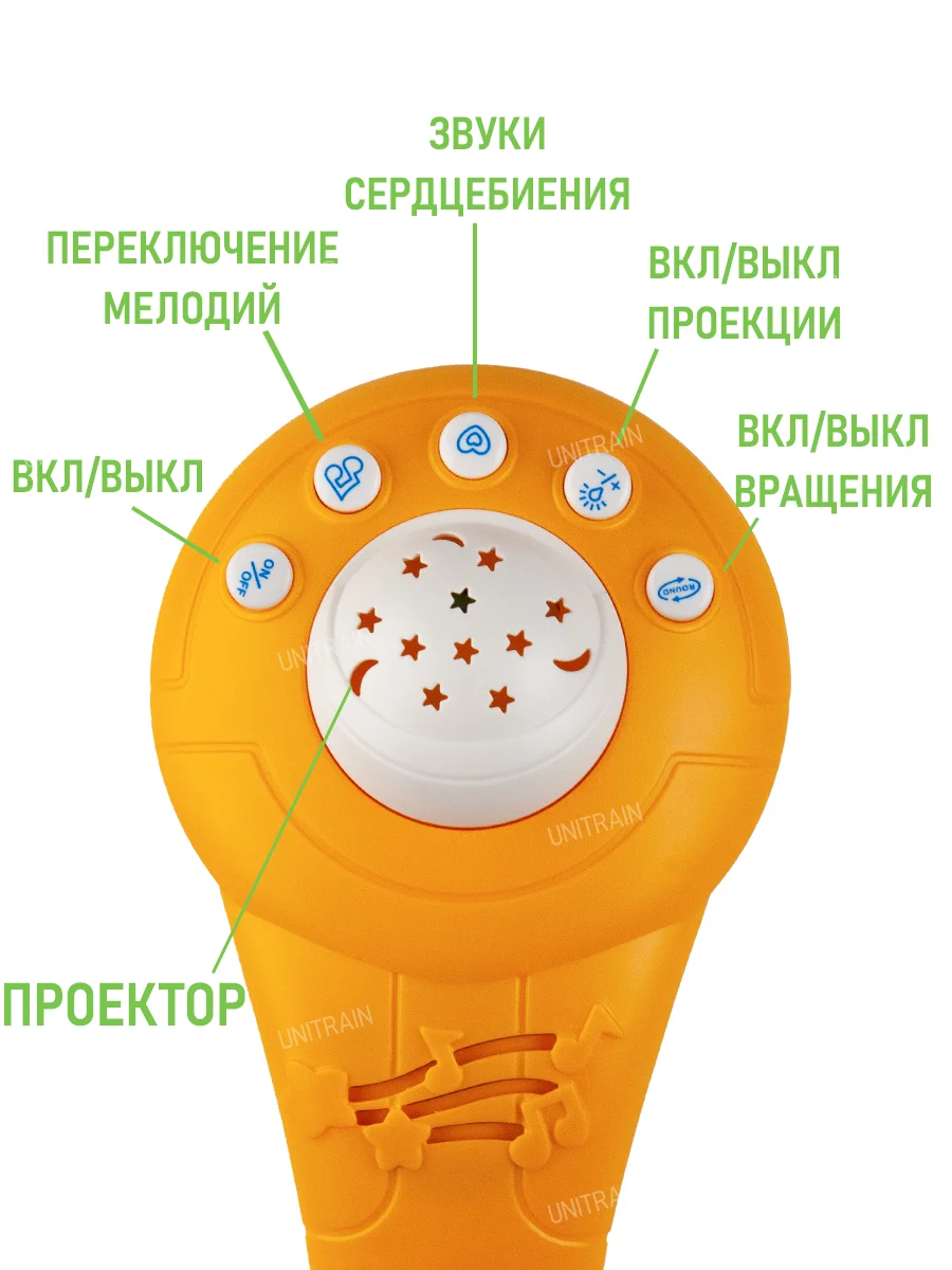 Мобиль - карусель на кроватку с проектором и ночником, громкость регулируется,  50 мелодий