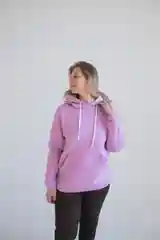 Сиреневый женское хлопковое худи с капюшоном